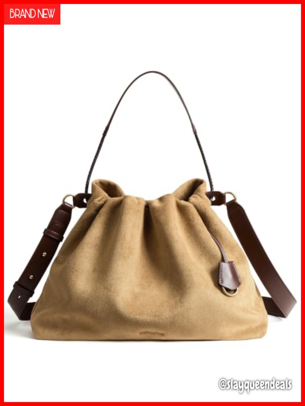 Slouchy Drawstring Hobo Bag Crossbody Shoulder Purse Vegan Suede
